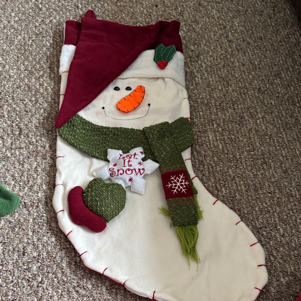 Extra large Festive Snowman Stocking - Red, Green, White